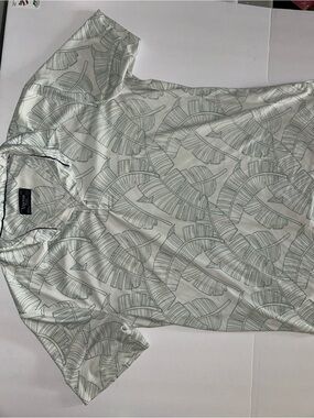 Men's Leaf-Print Polo Shirt in Light Sage
